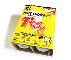 A package of four 60-watt light bulbs