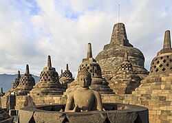 The 9th century Borobudur Buddhist stupa in Central Java