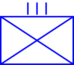 Standard NATO symbol for a regiment of several battalions, indicated by the III. The shape, colour and pattern indicate friendly infantry.