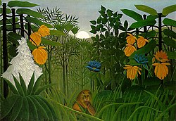 Henri Rousseau's The Repast of the Lion (circa 1907, Metropolitan Museum of Art) is an example of naïve art.