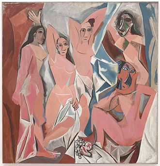 Pablo Picasso, Les Demoiselles d'Avignon, 1907, considered to be a major step towards the founding of the Cubist movement[14]