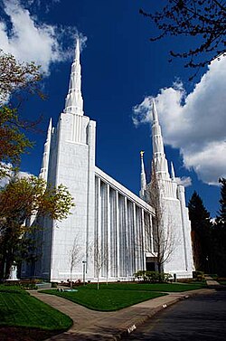 The Portland Oregon Temple of the Church of Jesus Christ of Latter-day Saints is located in Lake Oswego.