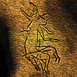 Picture of a half-human, half-animal being in a Paleolithic cave painting in Dordogne. France. Some archaeologists believe that cave paintings of half-human, half-animal beings may be evidence for early shamanic practices during the Paleolithic.