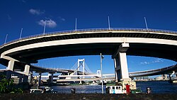 Spiral loop, west of Rainbow Bridge in Tokyo, Japan.