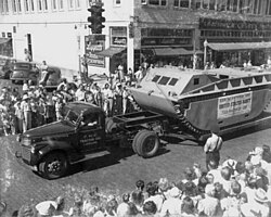 LVT-1 exhibited by manufacturer (FMC) in 1941 parade, Lakeland, Florida