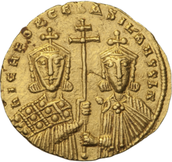 Histamenon of Nikephoros II (left) and his stepson Basil II