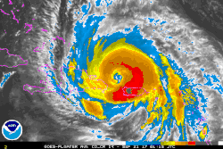 Infrared satellite loop of Maria passing east of the Dominican Republic on September 21, after leaving Puerto Rico.