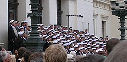 Lund University Male Voice Choir at the Lund University main building on 1 May 2005