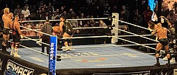 An 8 man tag team match in progress