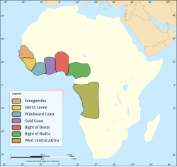 Major slave trading regions of Africa, 15th–19th centuries