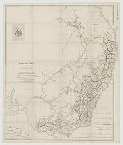 Map of the south eastern portion of Australia, 1850