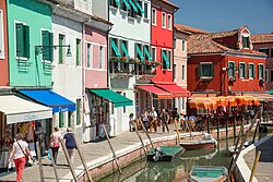 Burano, tourist destination usually reached via vaporetto