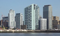 Modern office and commercial developments on the Liverpool Waterfront