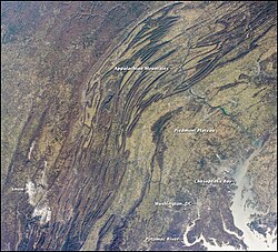 The Appalachian Mountains seen from the International Space Station