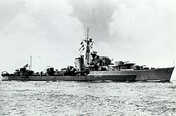 HNLMS Tjerk Hiddes, a British built N-class destroyer, laid down on 22 May 1940 and transferred to the Royal Netherlands Navy