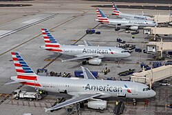 American Airlines Airbus A320 family aircraft at Phoenix Sky Harbor International Airport