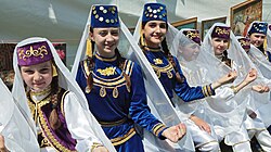 Crimean Tatars in traditional clothes at the Hıdırlez festival