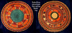 Sudan basket-tray, tabar of weaved natural plant fiber, in different colors