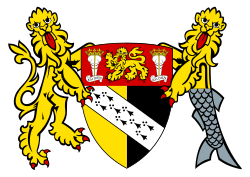 Coat of arms for Norfolk County Council, which incorporates the feathered badge in its design