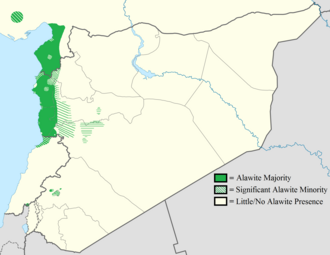 A 2012 map showing the distribution of Alawites in the Northern Levant.