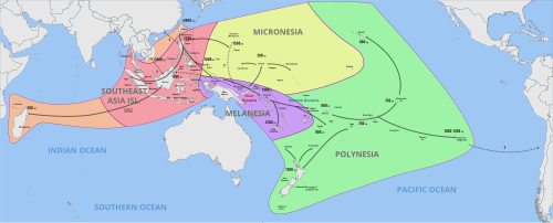 Chronological dispersal of Austronesian peoples across the Indo-Pacific[26]