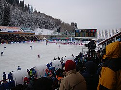 The final of the bandy tournament at the 2011 Asian Winter Games between Kazakhstan and Mongolia