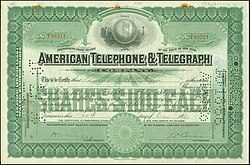 Share of the American Telephone & Telegraph Company, issued 20 December 1921