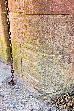 Example of rope abrasion on a bridge (which also functions as a stop gate) over the Chesapeake and Ohio Canal