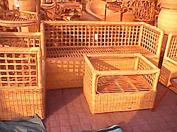 A handmade sofa set made from fibers extracted from bamboo at a fair in Kolkata, made by artists of West Bengal, India