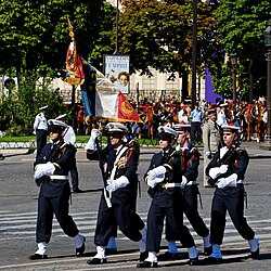 Regimental flag of the 1st Naval Fusiliers at the Bastille Day Military Parade