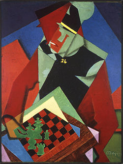 Jean Metzinger, 1914–15, Soldat jouant aux échecs (Soldier at a Game of Chess, Le Soldat à la partie d'échecs), oil on canvas, 81.3 × 61 cm, Smart Museum of Art, University of Chicago