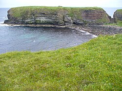 The Brough of Deerness - a Viking age ecclesiastical ruin here is associated with Thorkel Fosterer.[19]
