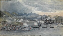 The capture of Chusan during the First Opium War on 1 October 1841