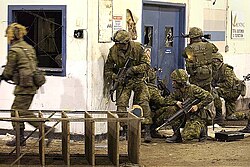 Canadian Army Primary Reserve infantry during urban warfare training in 2004