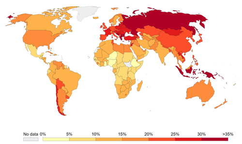 Prevalence of daily smoking in 2012[18]