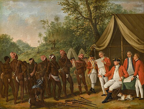 Depiction of the 1773 treaty negotiations between the British and the Garifuna