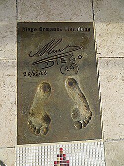 Maradona's Golden Foot award in "The Champions Promenade" on the seafront of the Principality of Monaco