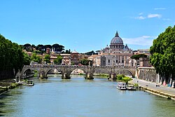 The Tiber river in Rome near the Ponte Sant'Angelo, Italy