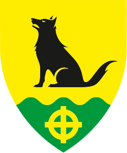 Eurasian wolf pictured in the coat of arms of Järva