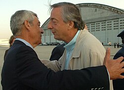 Ambassador Bordón (left) with President Néstor Kirchner in 2006