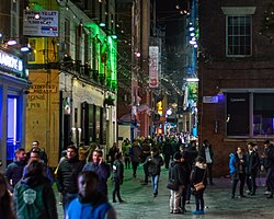 Nightlife in Mathew Street and Temple Court, Liverpool city centre