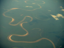Aerial view of an Amazon tributary