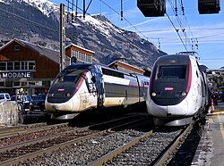 TGV service (partly on classic lines) to Modane in the French Alps is popular in the winter season.