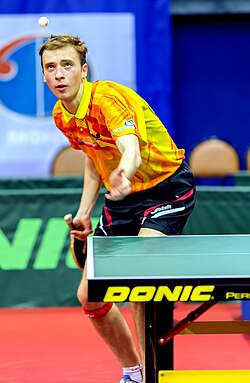 Service by professional Russian player Alexander Shibaev