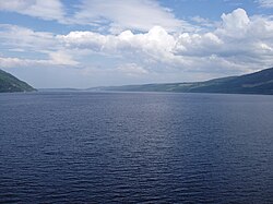 Urquhart Bay and Loch Ness viewed from Grant's Tower at Urquhart Castle