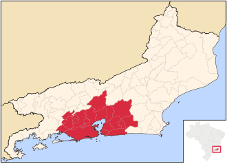 Cities of the Greater Rio de Janeiro in Red, in the state of Rio de Janeiro.