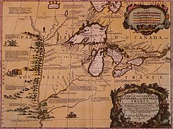 Map of western New France, including the Illinois Country, by Vincenzo Coronelli, 1688