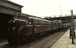 A Penn Central passenger train at Richmond's Pennsylvania Railroad station in 1968