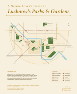 A schematic map of Lucknow's parks and gardens in English