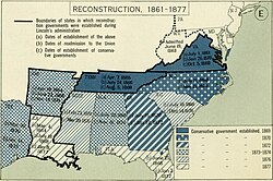 Map of Reconstruction in the United States 1861 to 1877